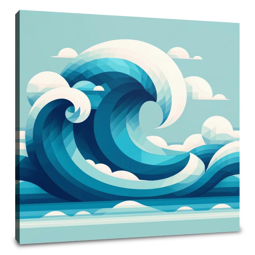 Ocean Wave Geometry Canvas
