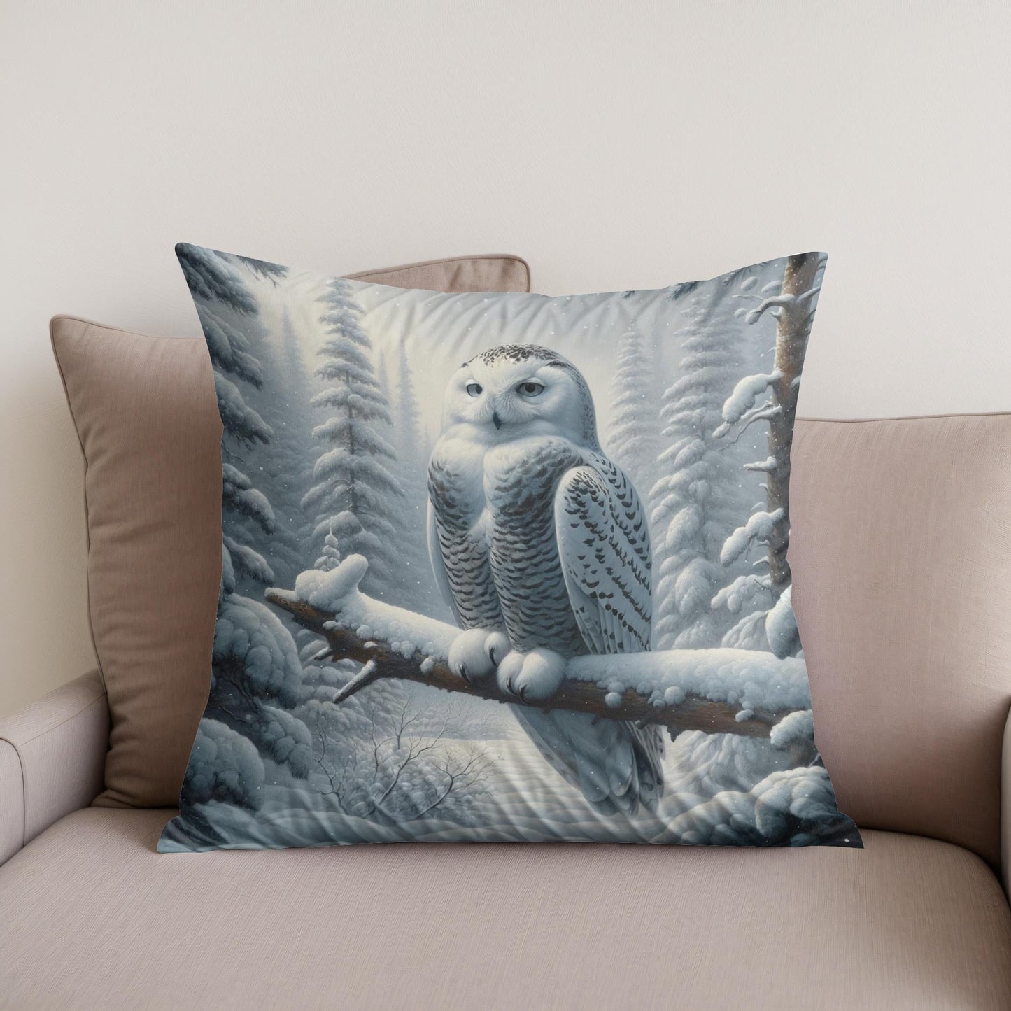 Winter Owl Solitude Cotton Cushion