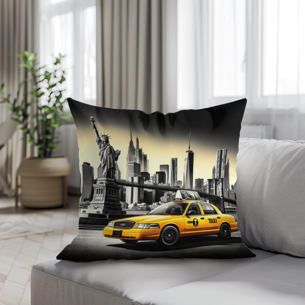 Yellow Cab in NYC Cotton Cushion