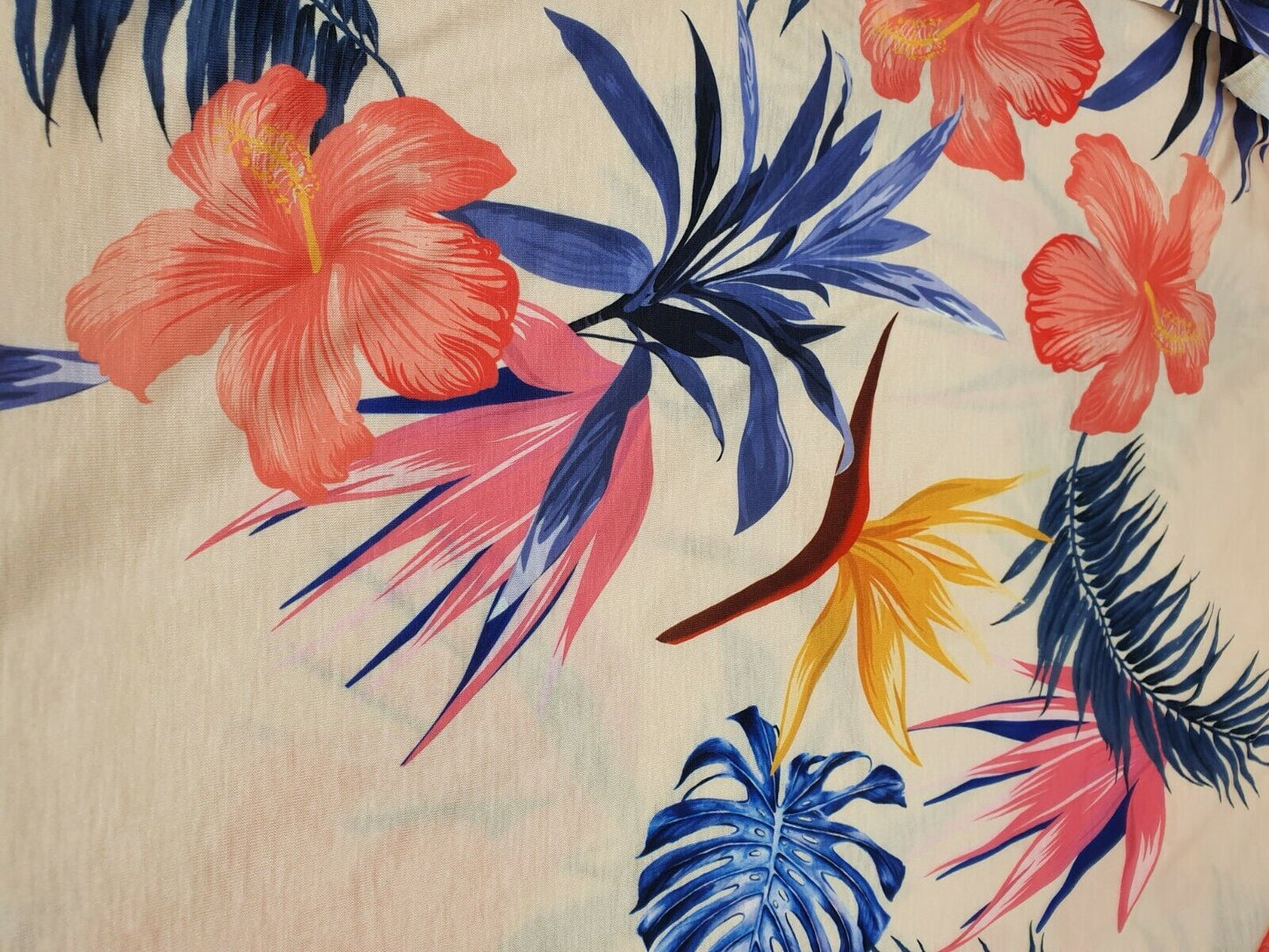 Nude Large Floral Print Spun Poly Stretch Fabric