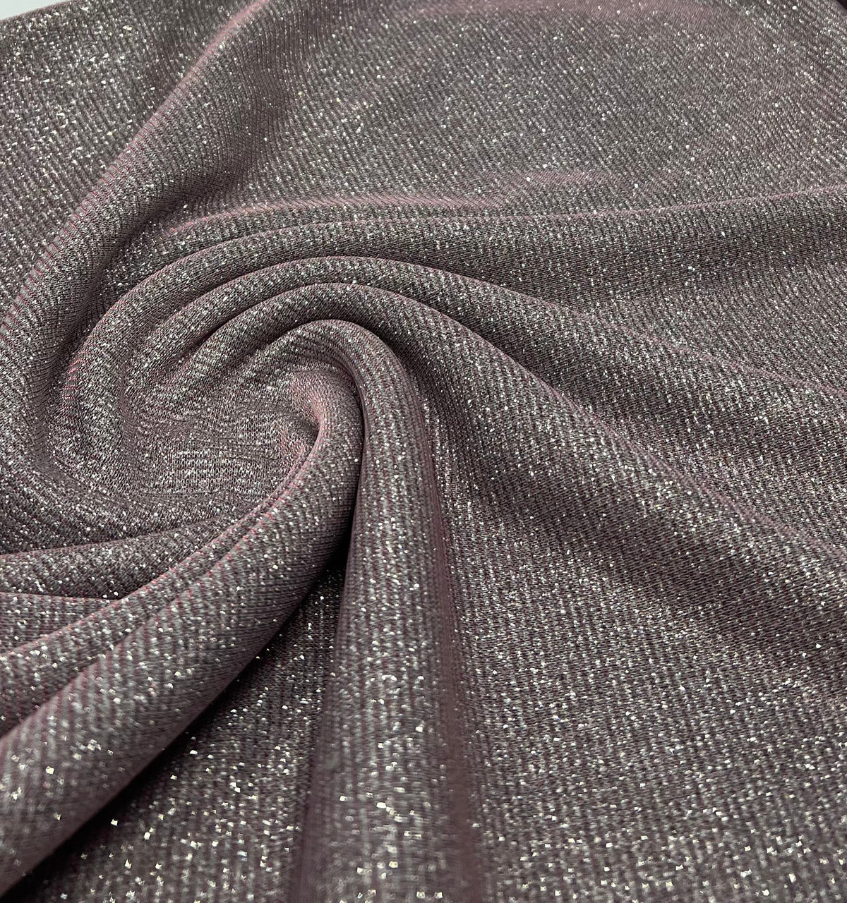 Nude Silver Glitter Detail Sparkle Metallic Stretch Knit Fabric