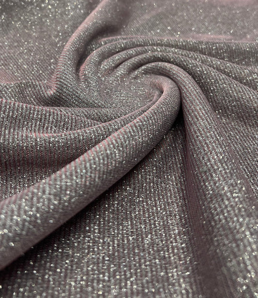 Nude Silver Glitter Detail Sparkle Metallic Stretch Knit Fabric