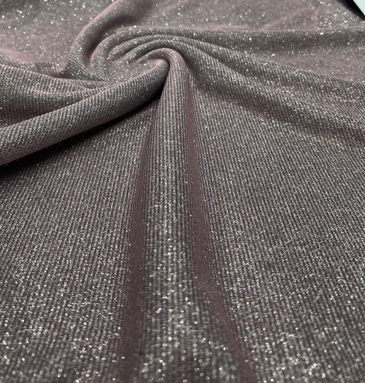 Nude Silver Glitter Detail Sparkle Metallic Stretch Knit Fabric