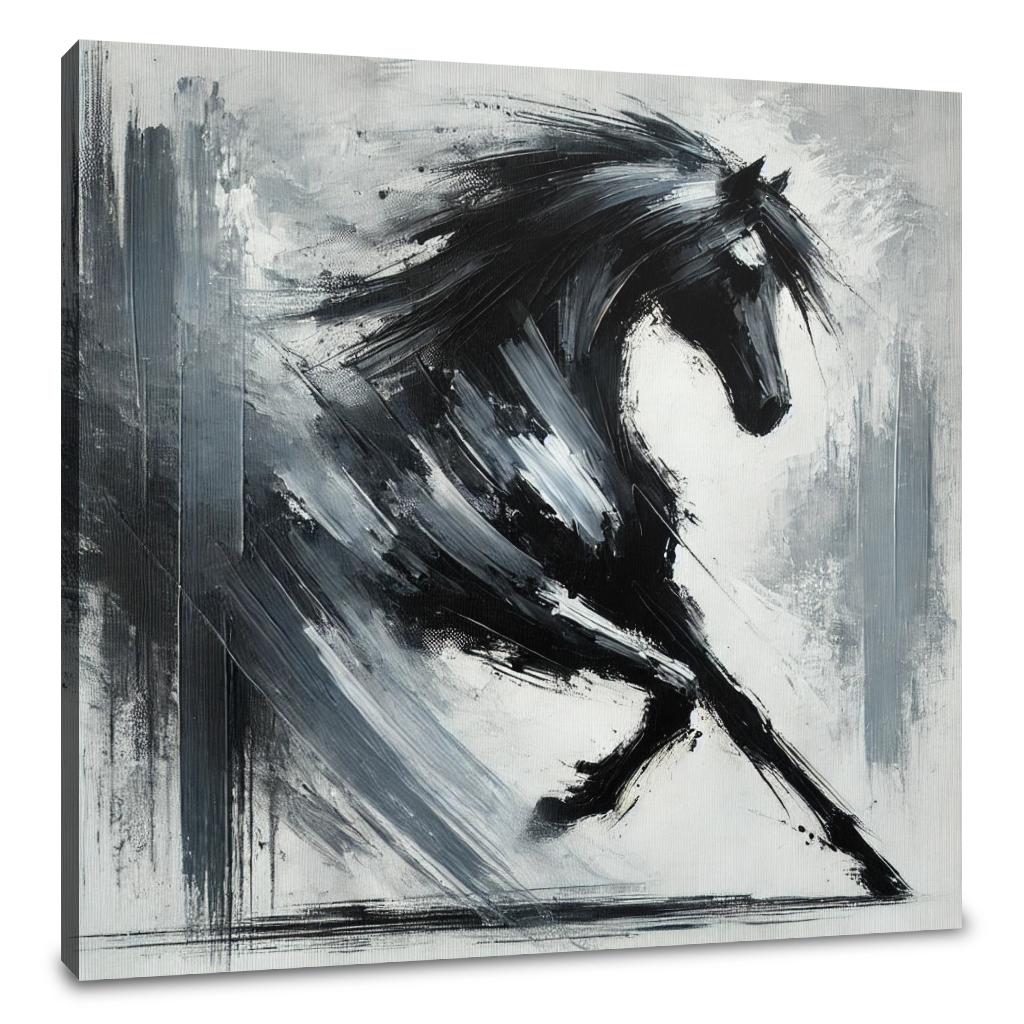 Dynamic Black Horse Canvas