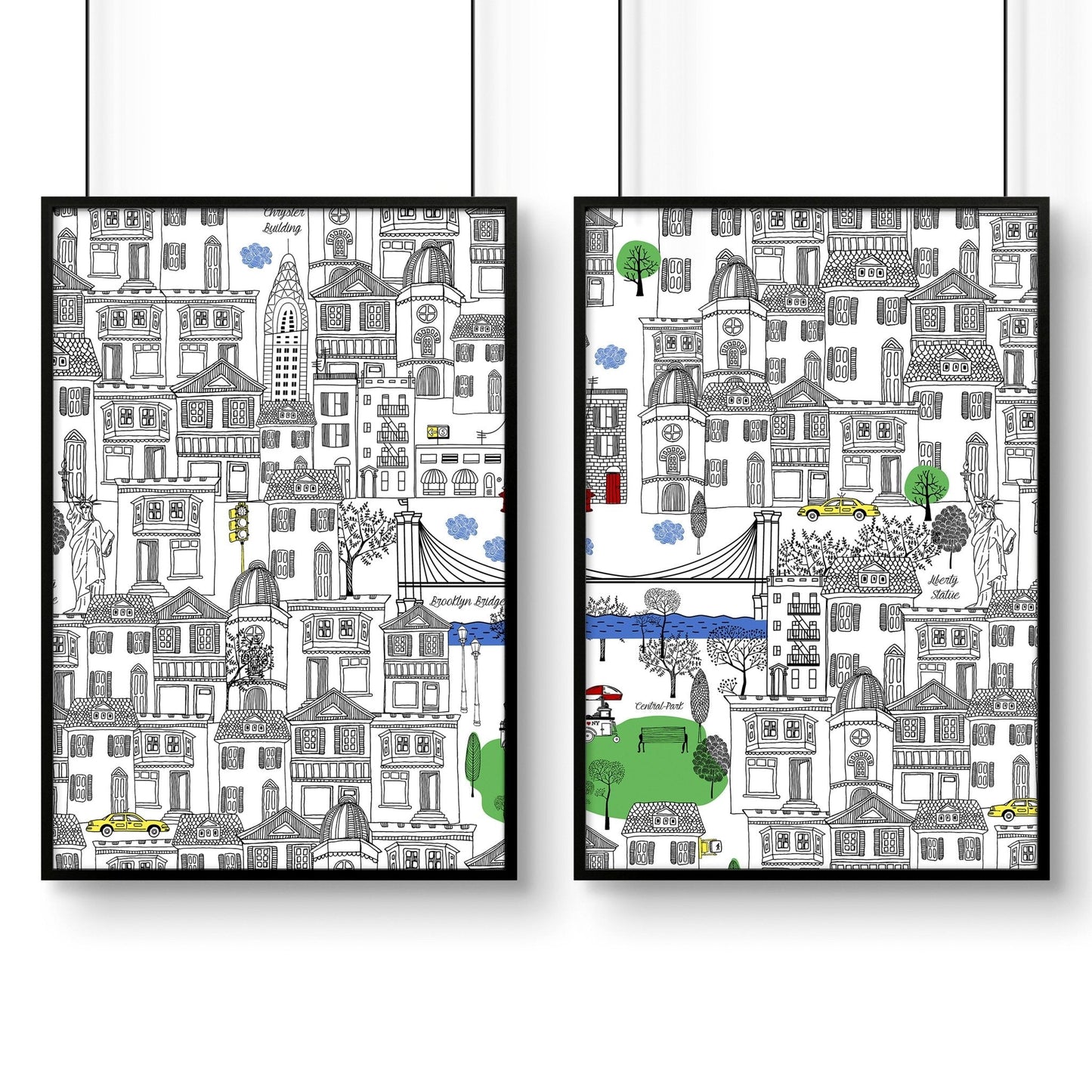 NY city posters | Set of 2 wall art prints for office decor