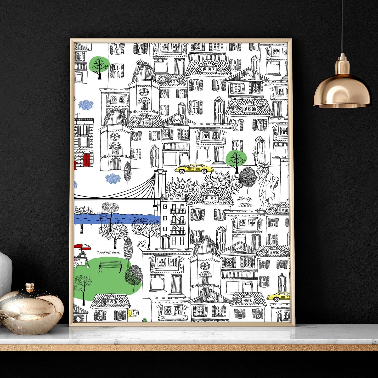 NY city posters | Set of 2 wall art prints for office decor