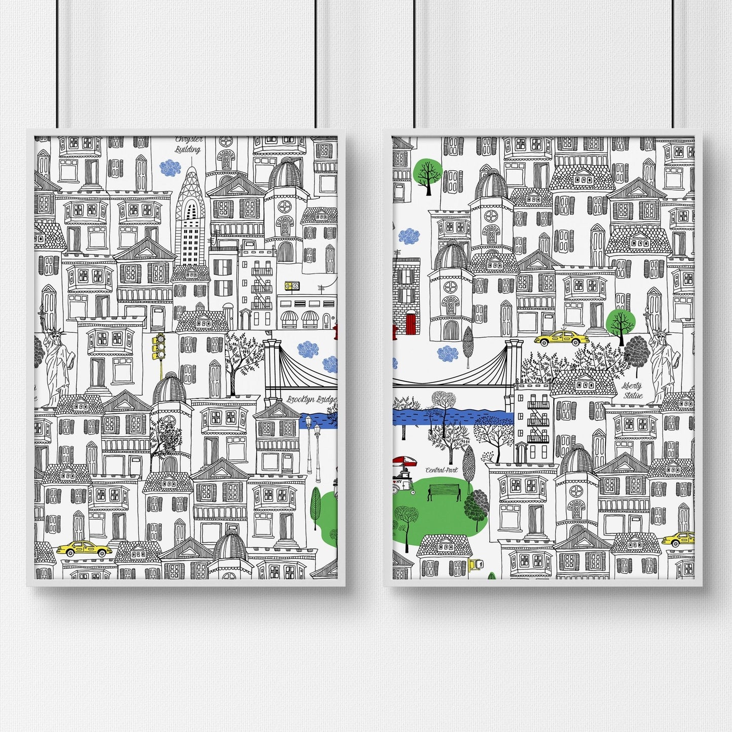NY city posters | Set of 2 wall art prints for office decor