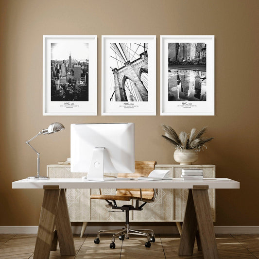 New york city wall art | set of 3 prints for Home office decor