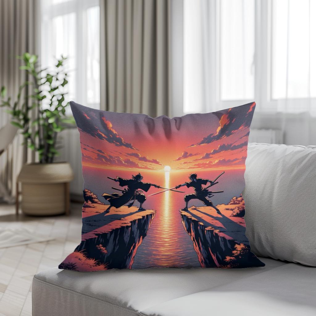 Sunset Sword Duel Cotton Cushion