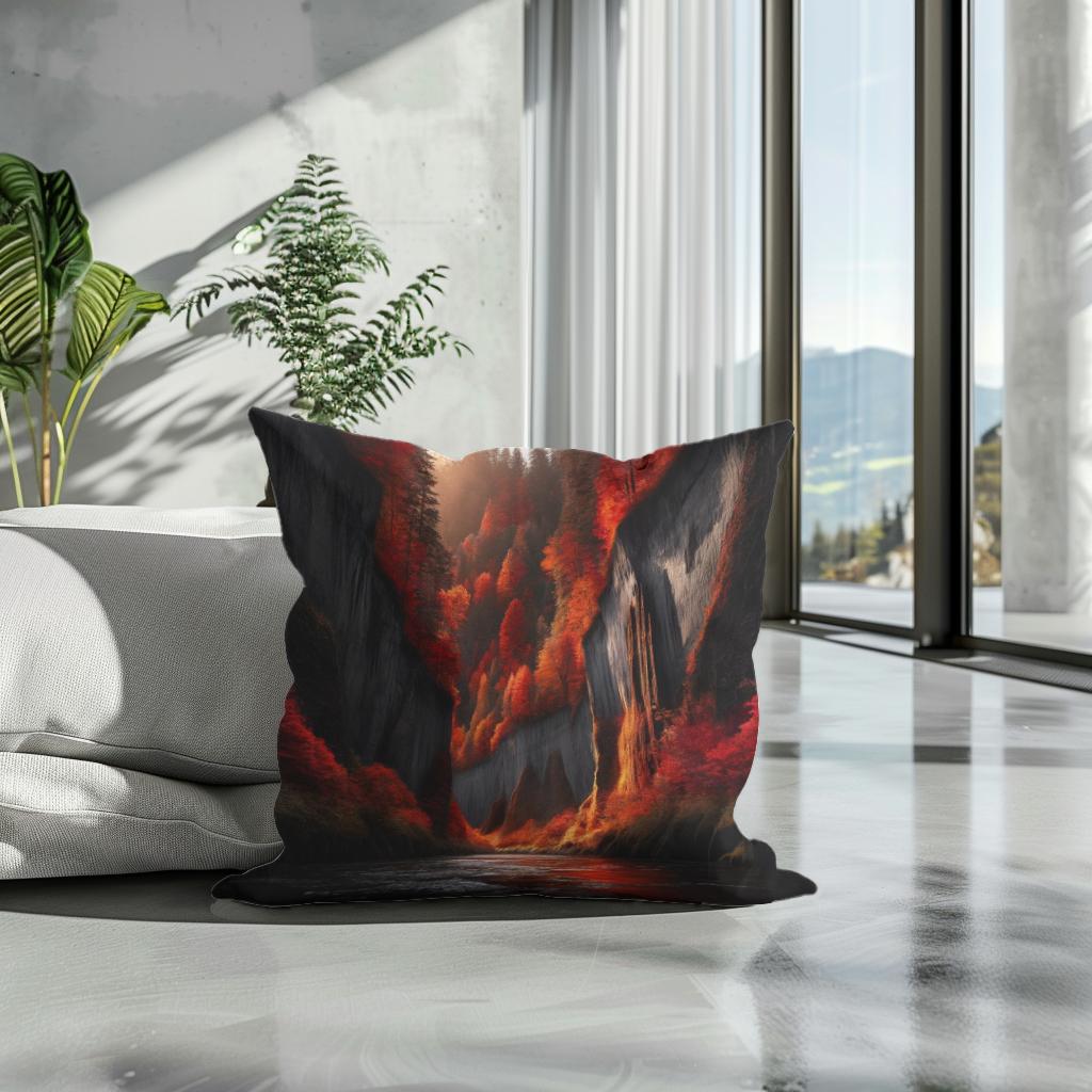 Autumn Canyon River Cotton Cushion