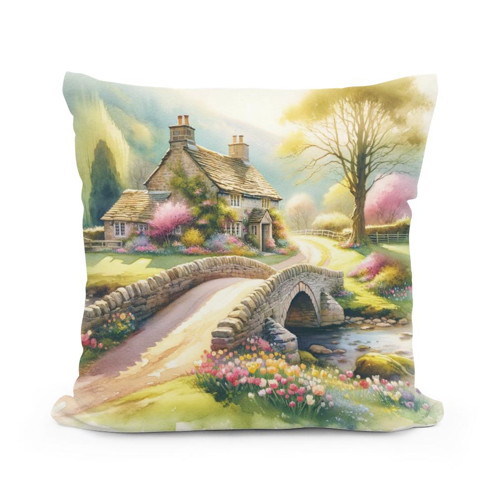 Springtime Stonebridge Retreat Cotton Cushion
