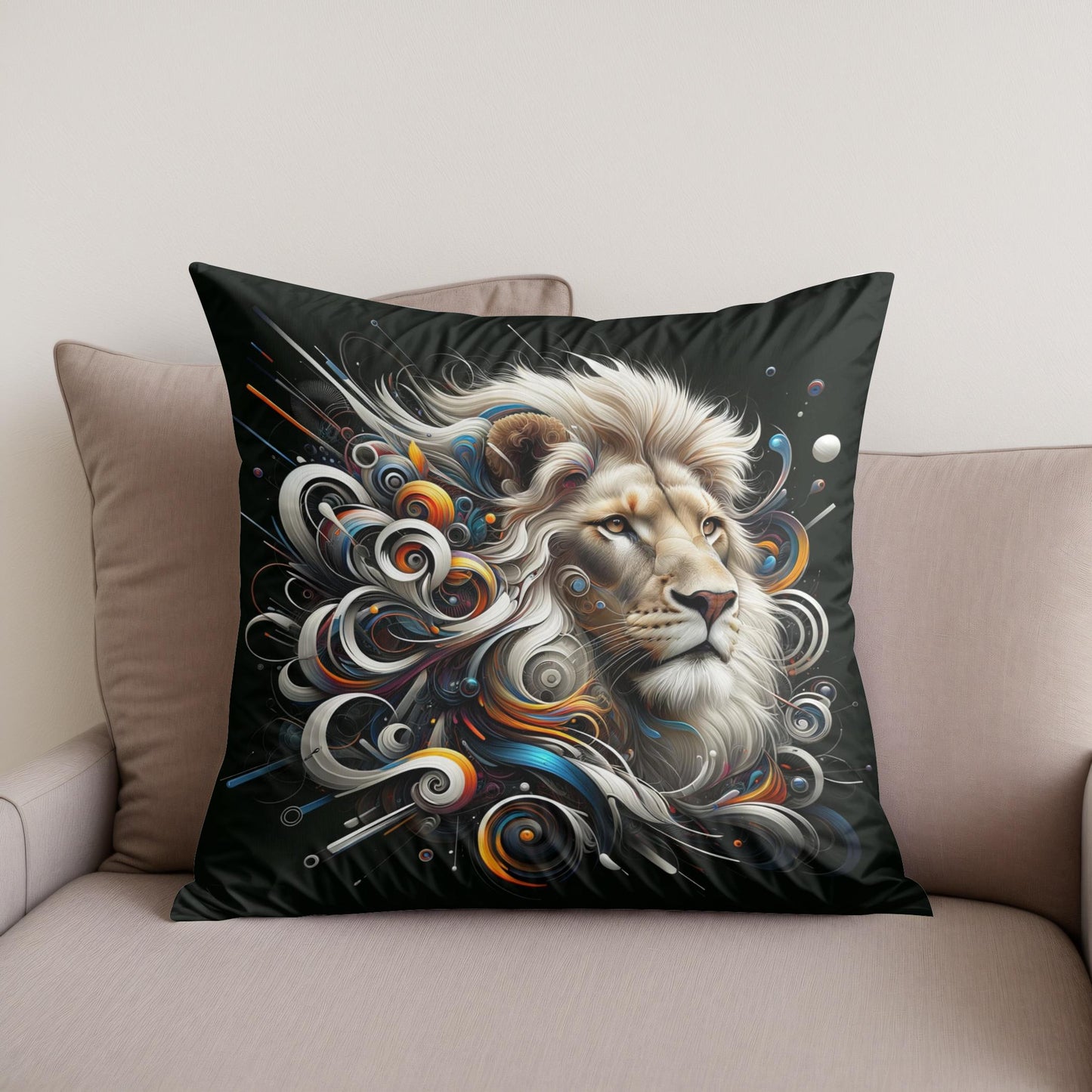 Lion's Abstract Majesty Cotton Cushion