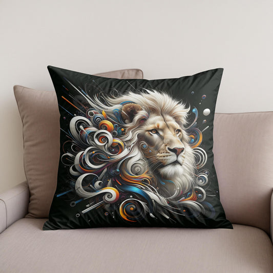 Lion's Abstract Majesty Cotton Cushion