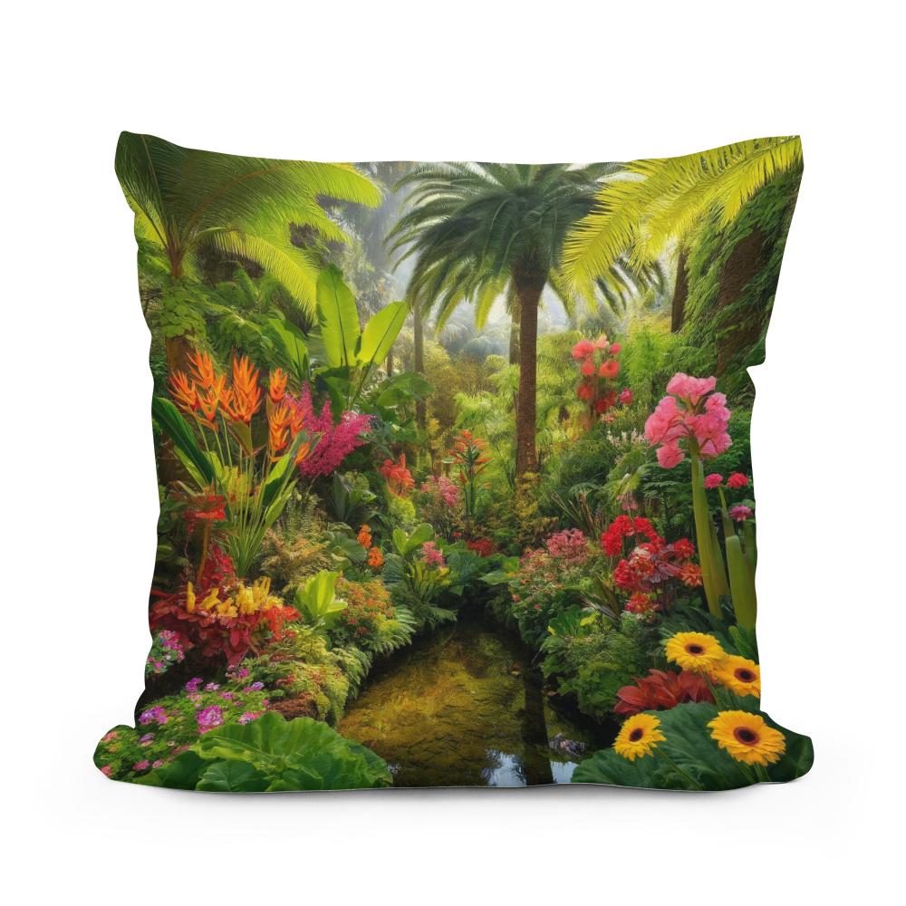 Tropical Garden Oasis Cotton Cushion
