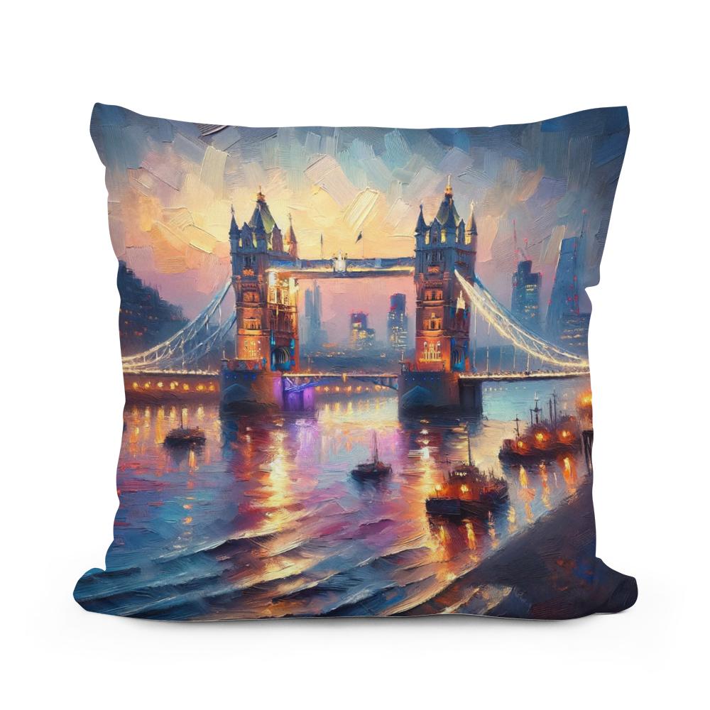 London Tower Bridge Twilight Impression Cotton Cushion