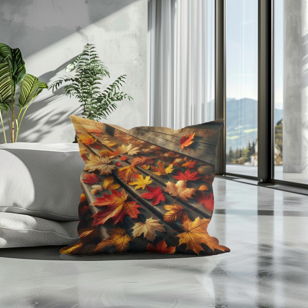 Park Bench in Autumn Cotton Cushion
