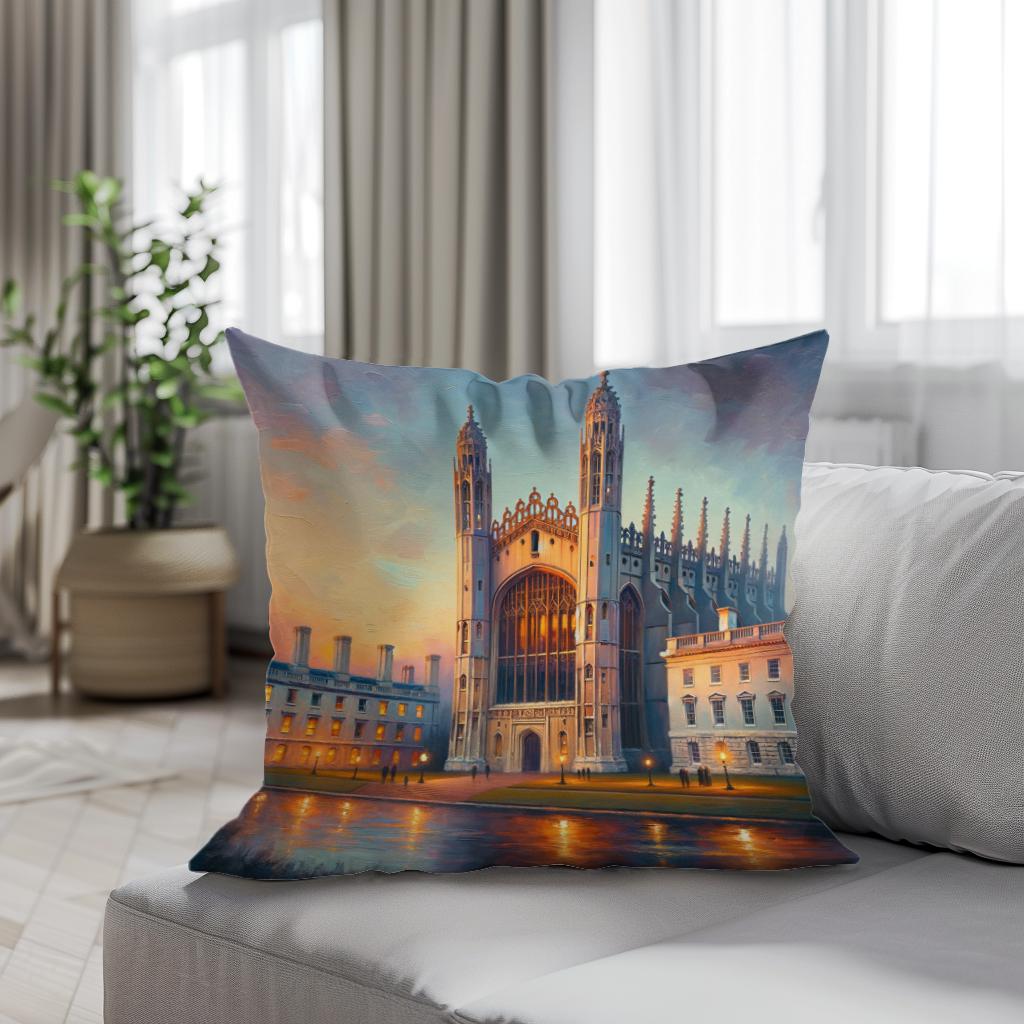 Cambridge King's College Chapel Dusk Impression Cotton Cushion