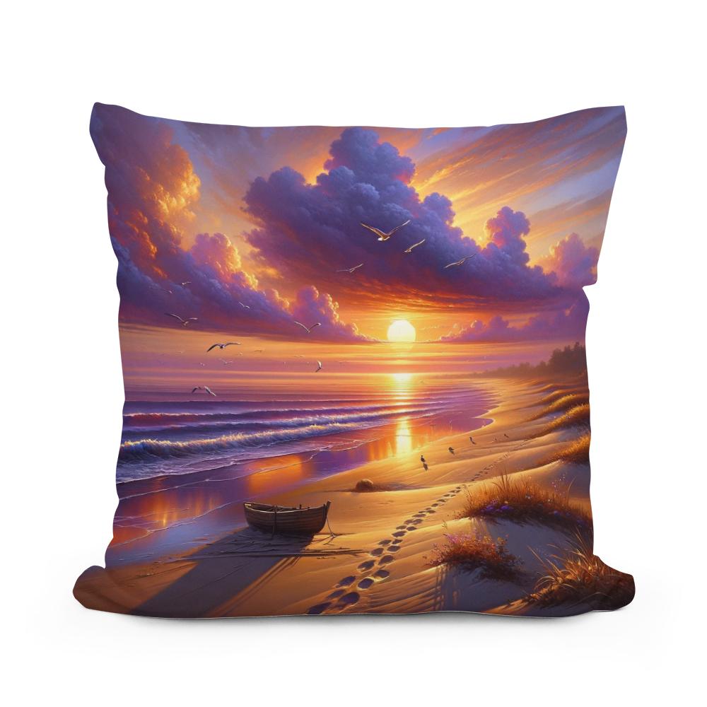 Sunset Serenity Shore Cotton Cushion