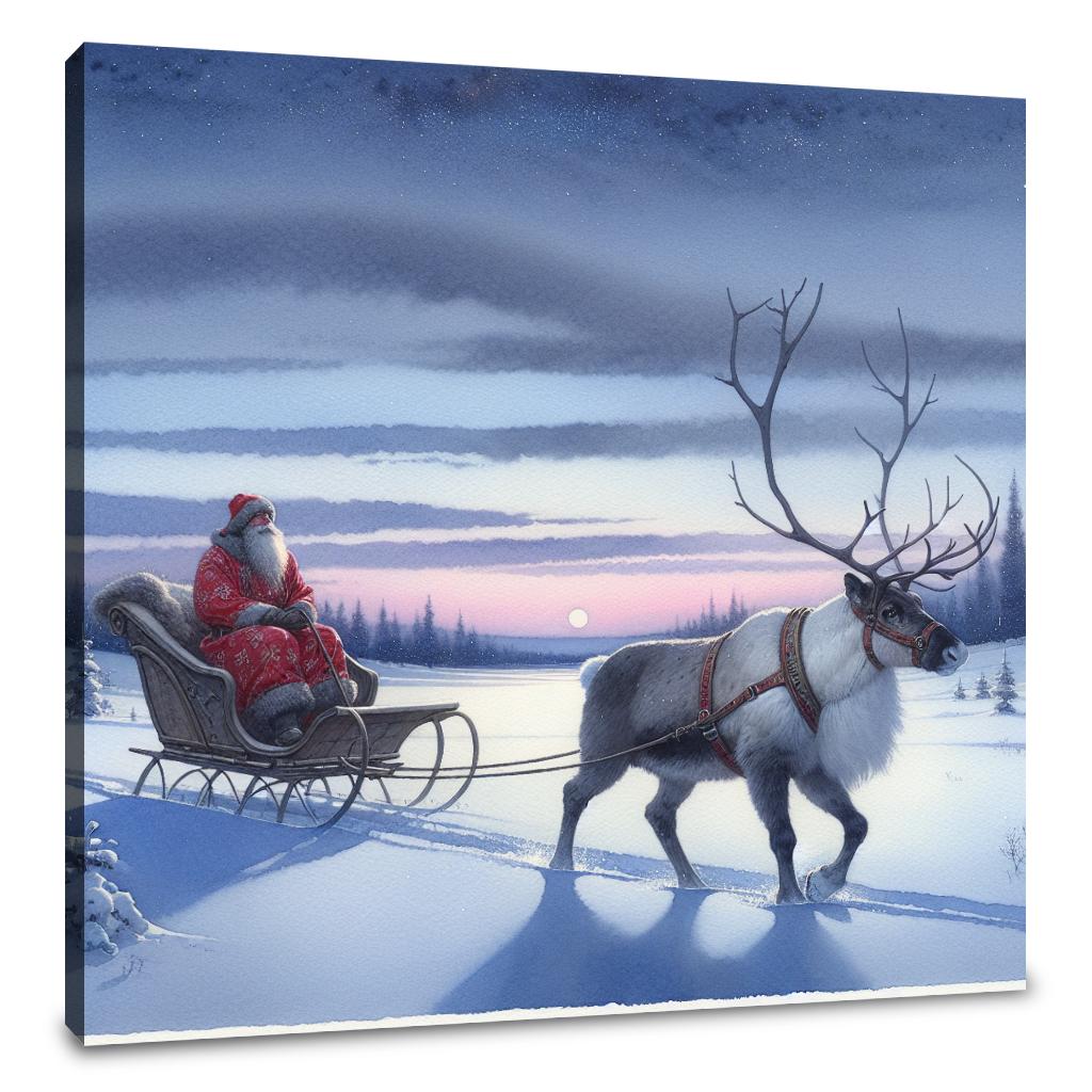 Twilight Reindeer Journey Canvas
