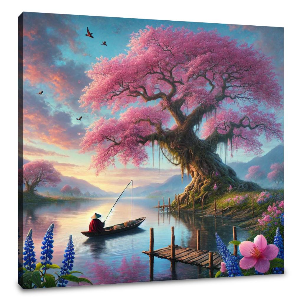 Tranquil Blossom Lake Canvas