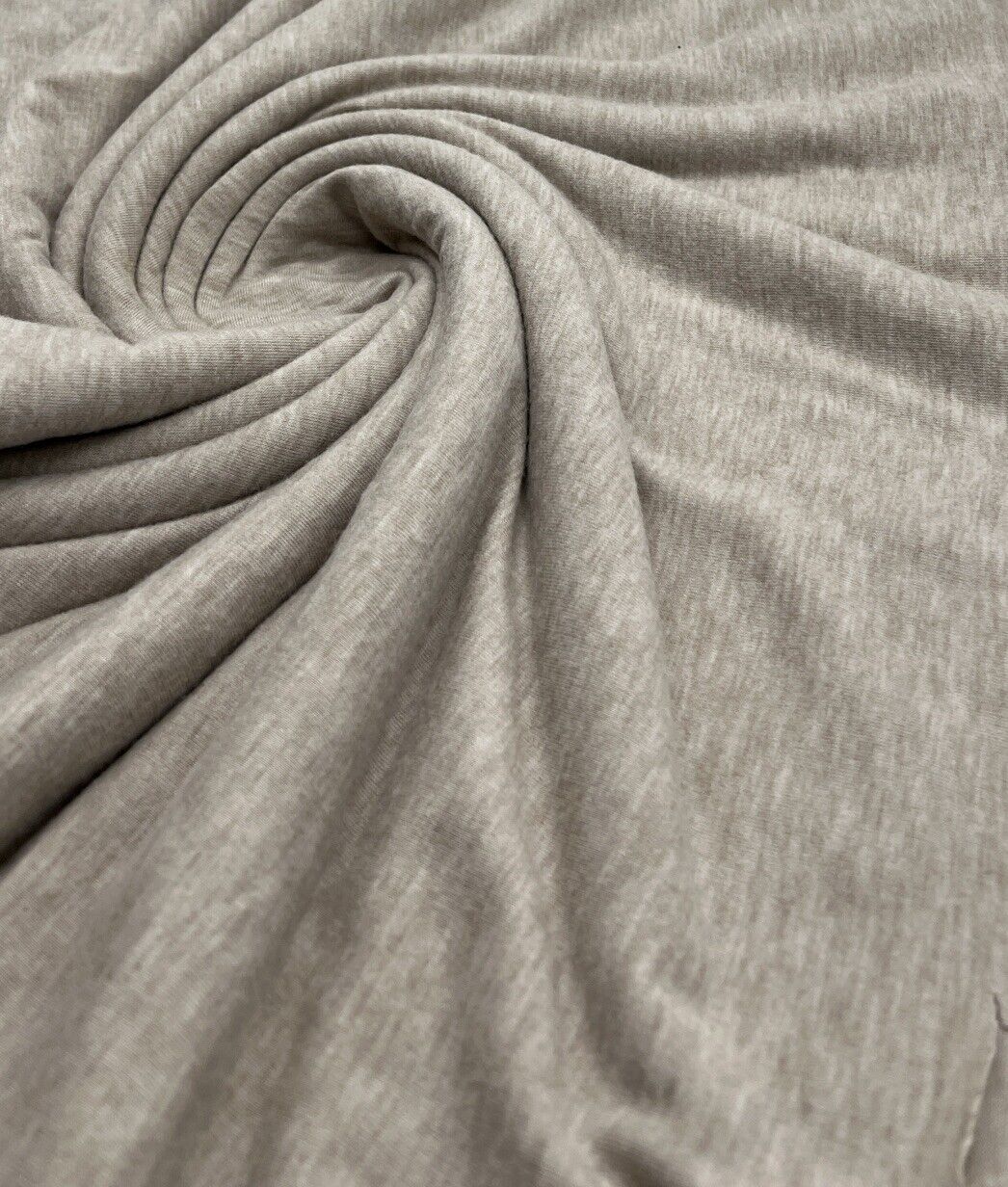 Oatmeal Melange Knit Stretch Fabric