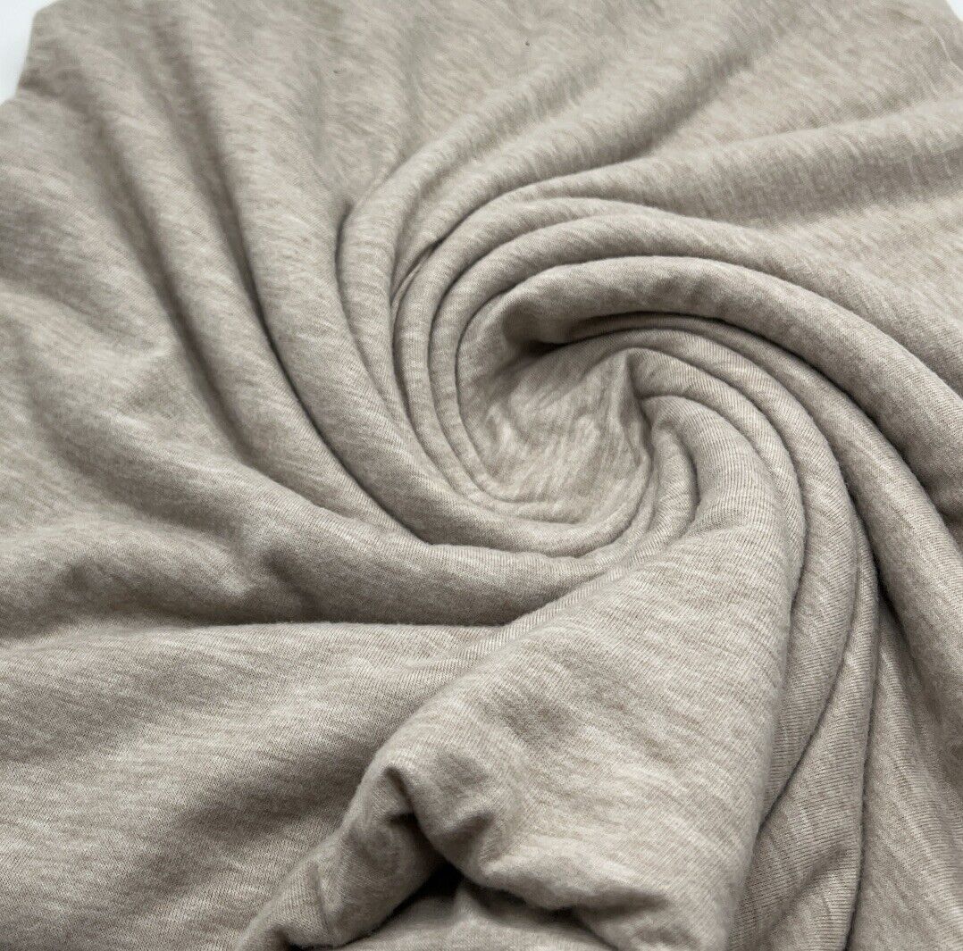 Oatmeal Melange Knit Stretch Fabric