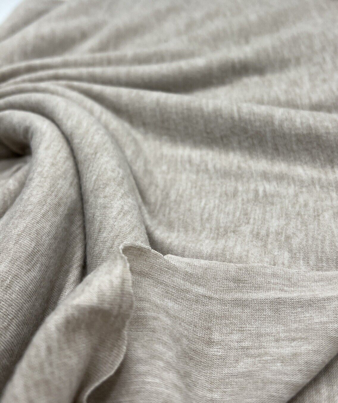 Oatmeal Melange Knit Stretch Fabric
