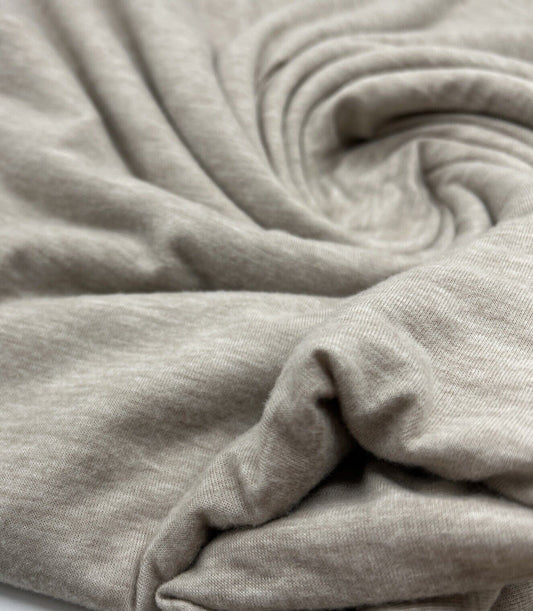 Oatmeal Melange Knit Stretch Fabric