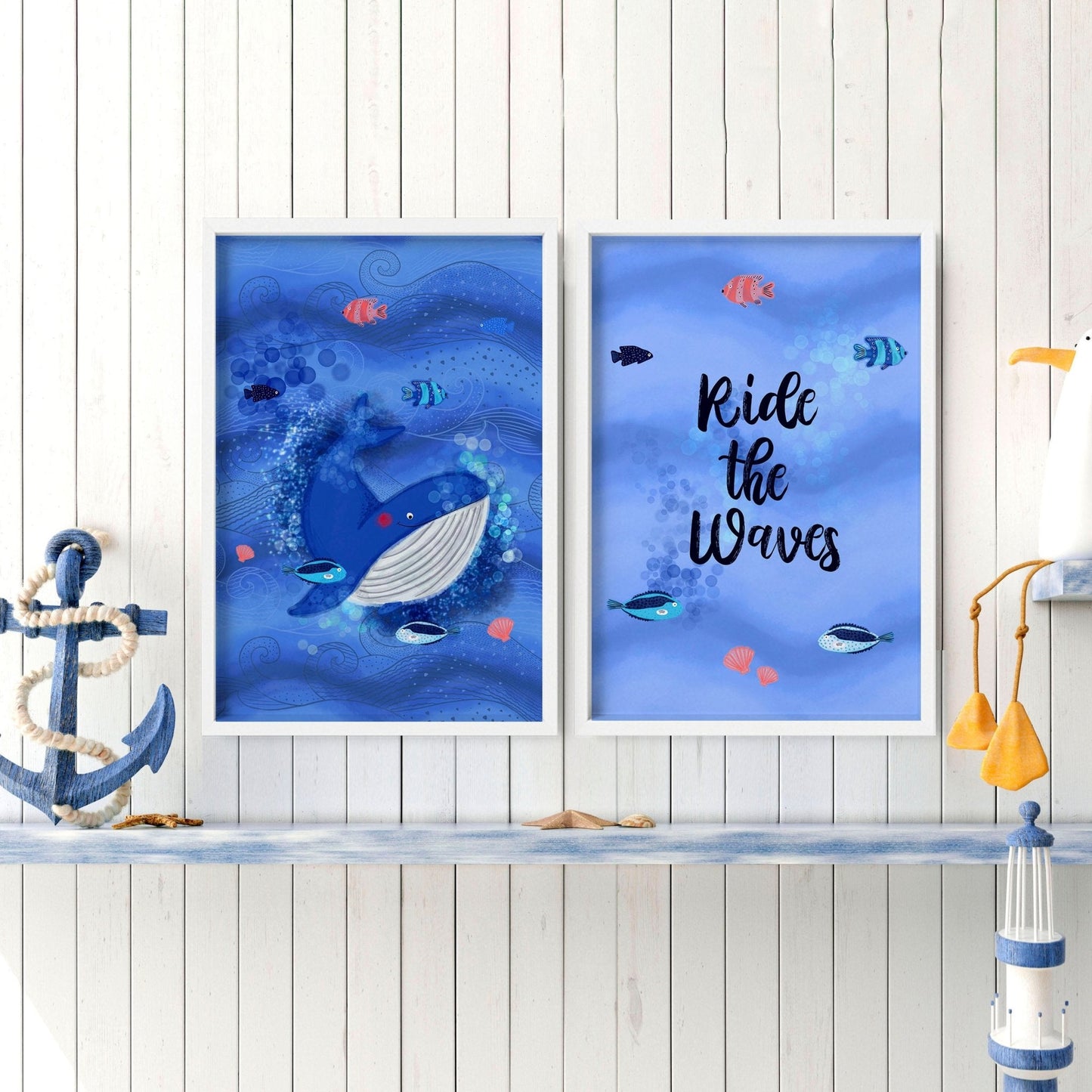 Ocean artwork | set of 2 wall art  for Nursery