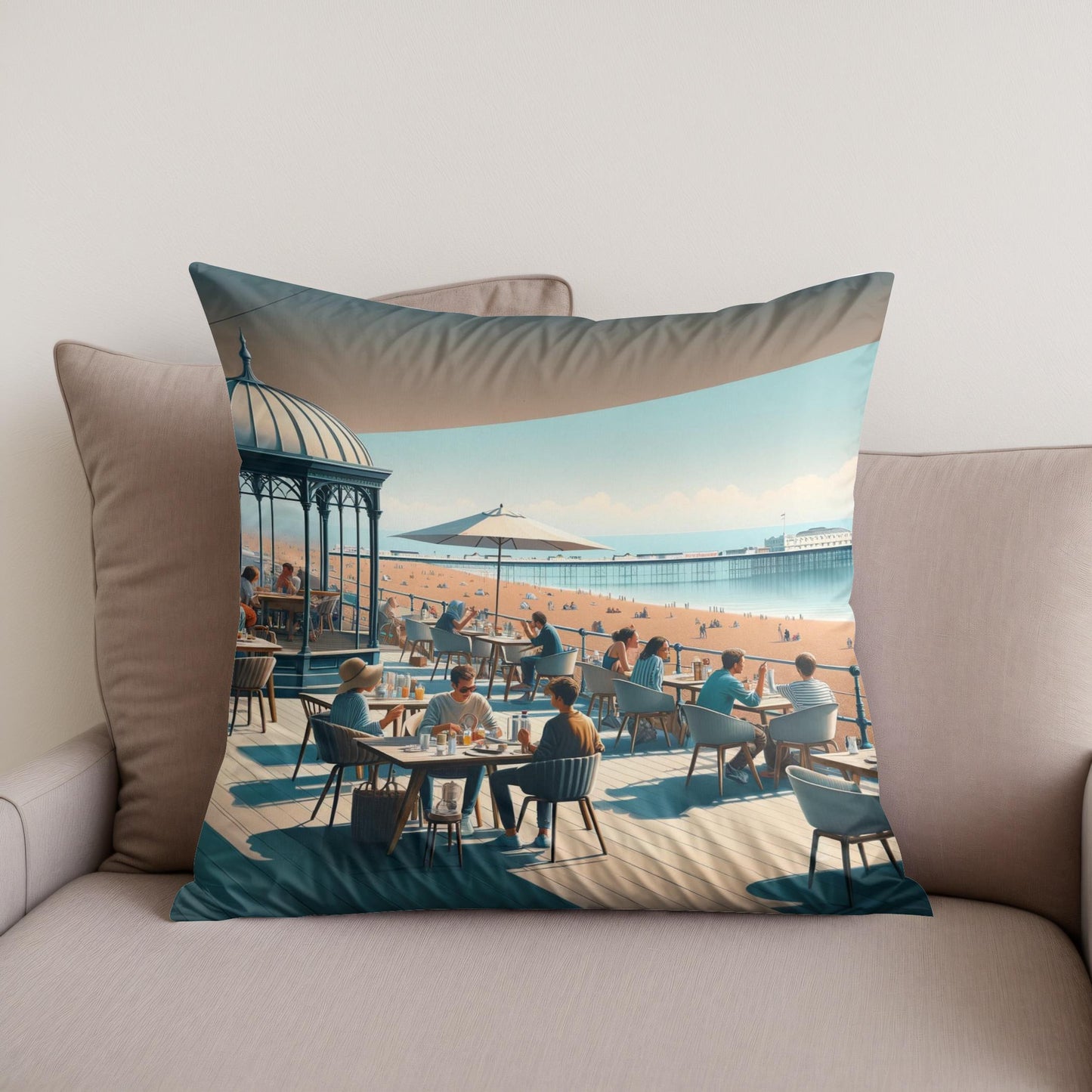 Contemporary Brighton Café Cotton Cushion