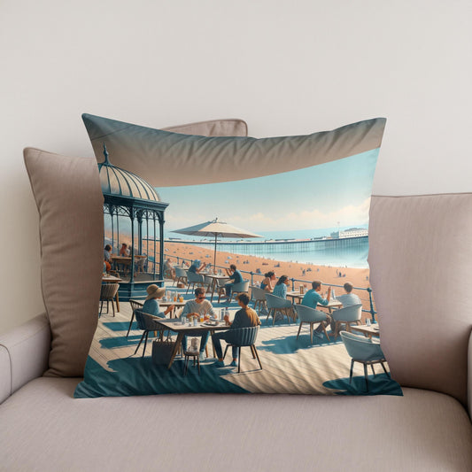 Contemporary Brighton Café Cotton Cushion