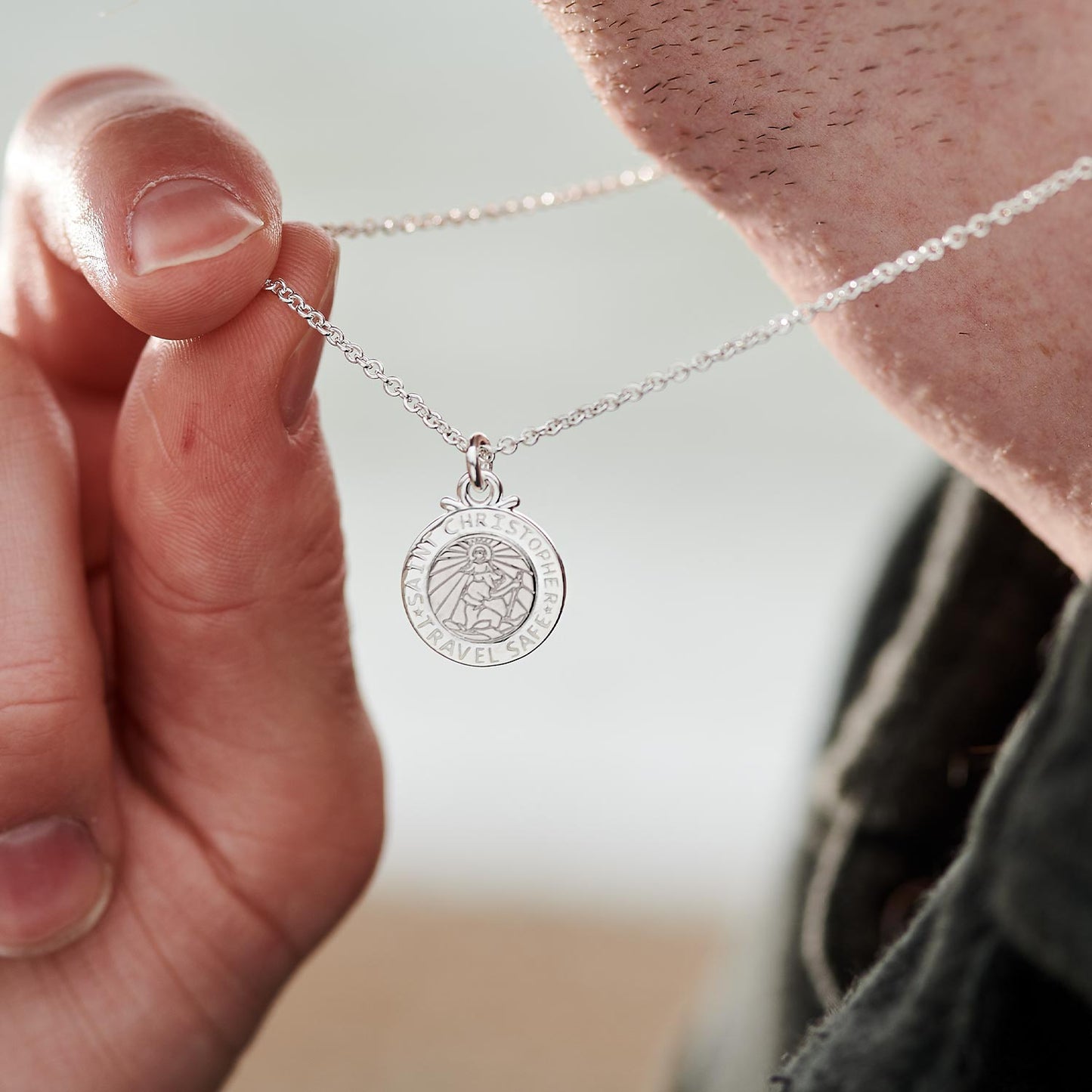 Personalised St Christopher Silver Necklace