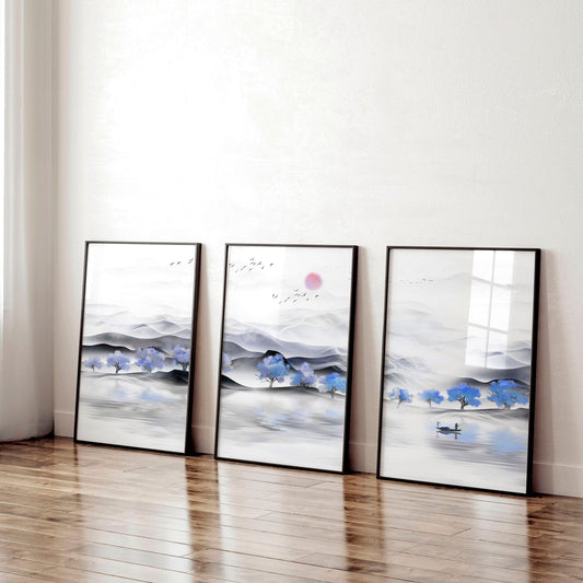 Office wall decorations | set of 3 framed wall art prints