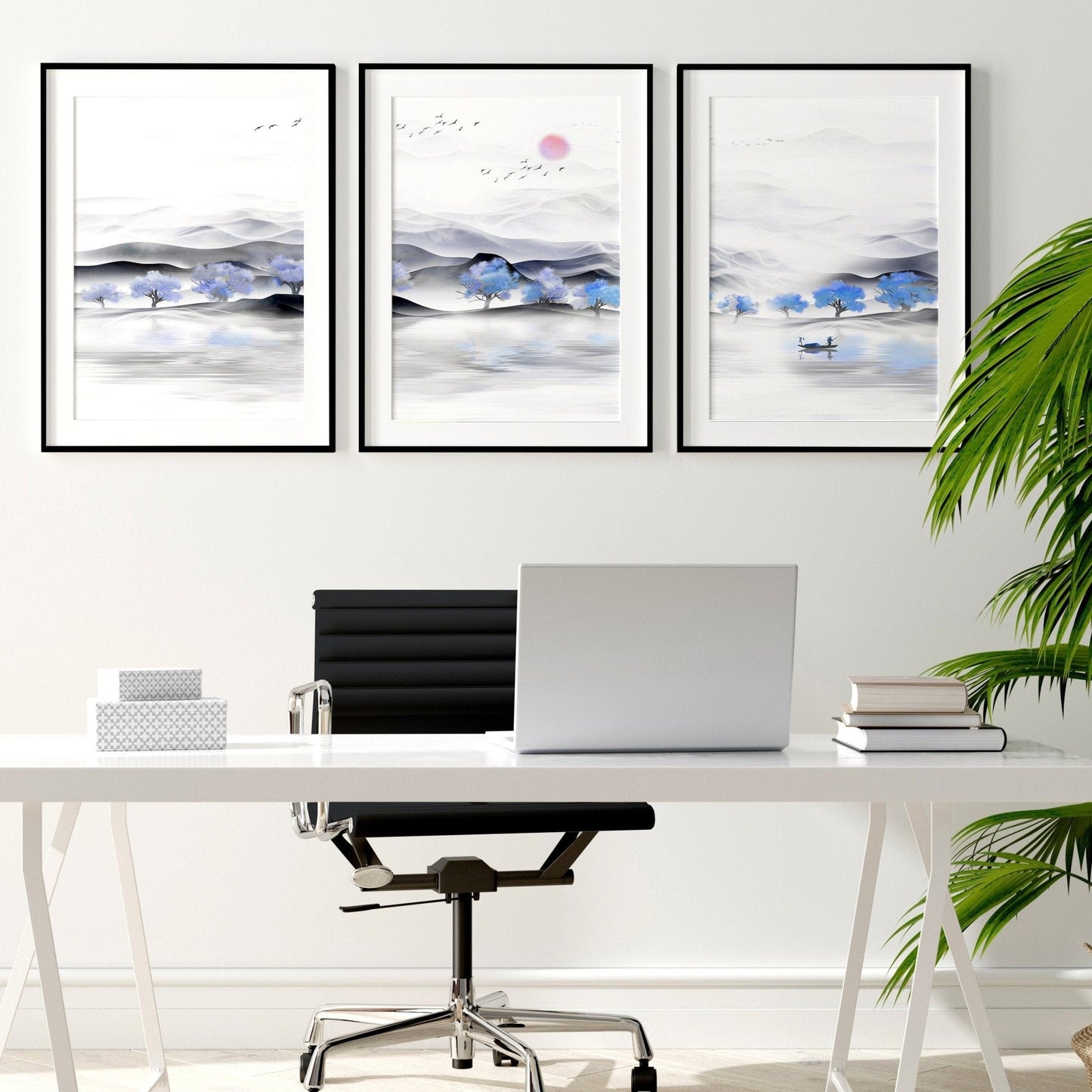 Office wall decorations | set of 3 framed wall art prints
