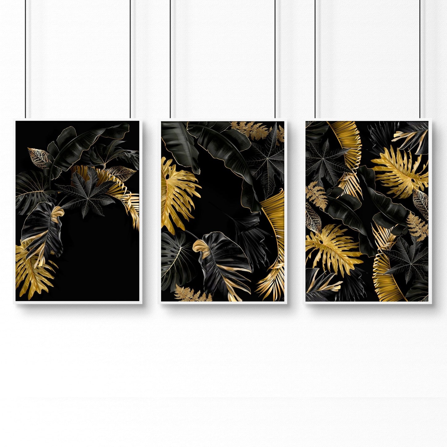 Office decor for walls | set of 3 Tropical gold wall art prints