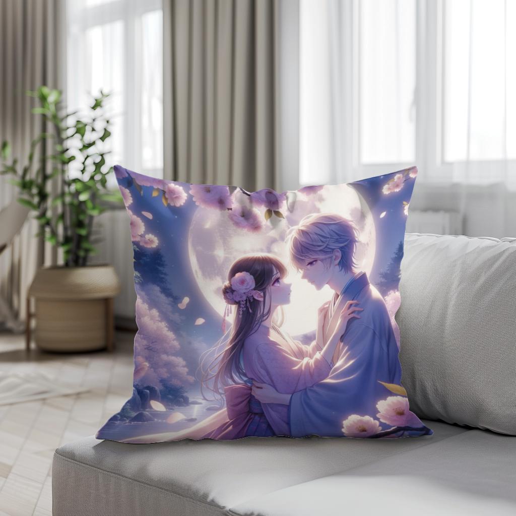Moonlit Blossom Embrace Cotton Cushion