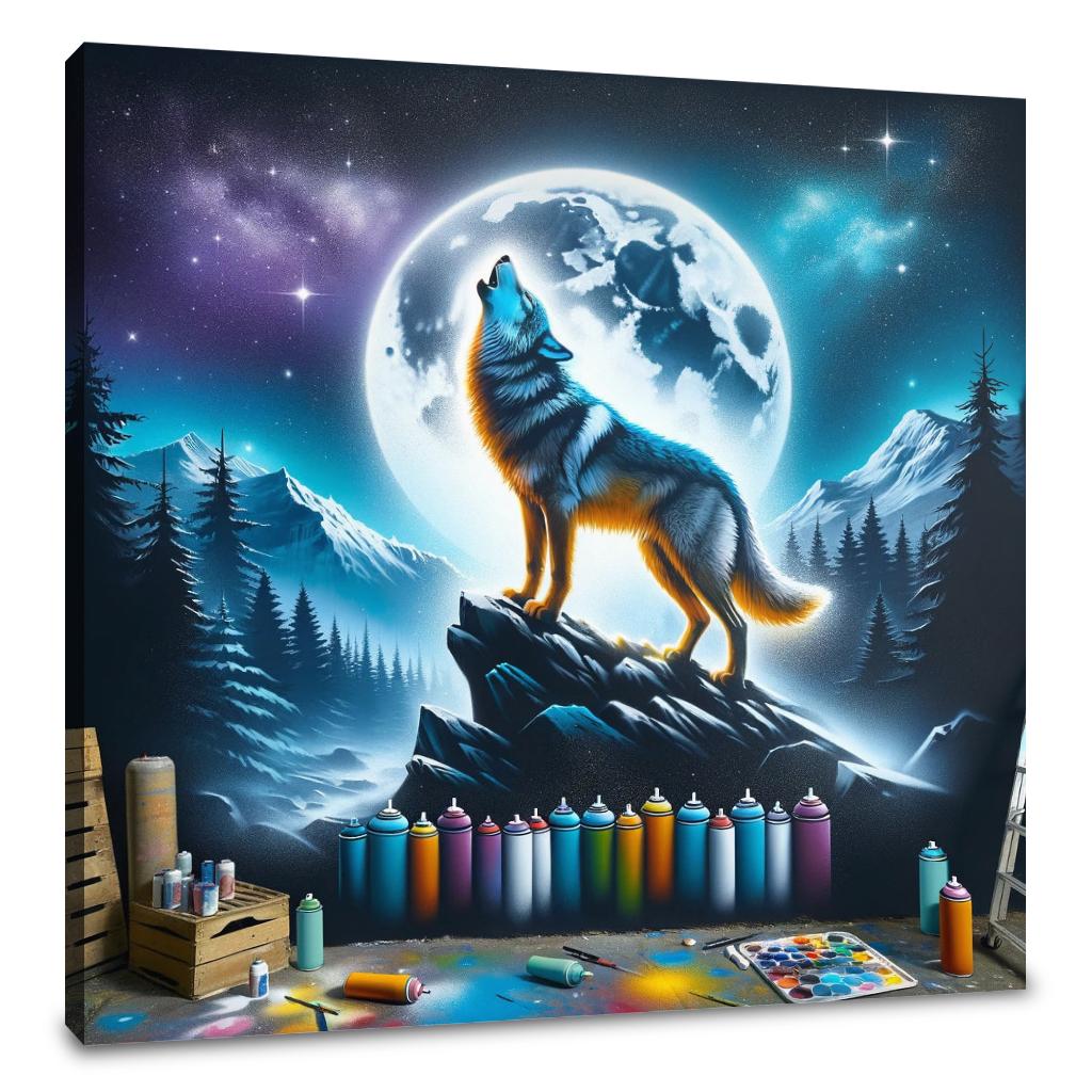 Howling Wolf Night Canvas