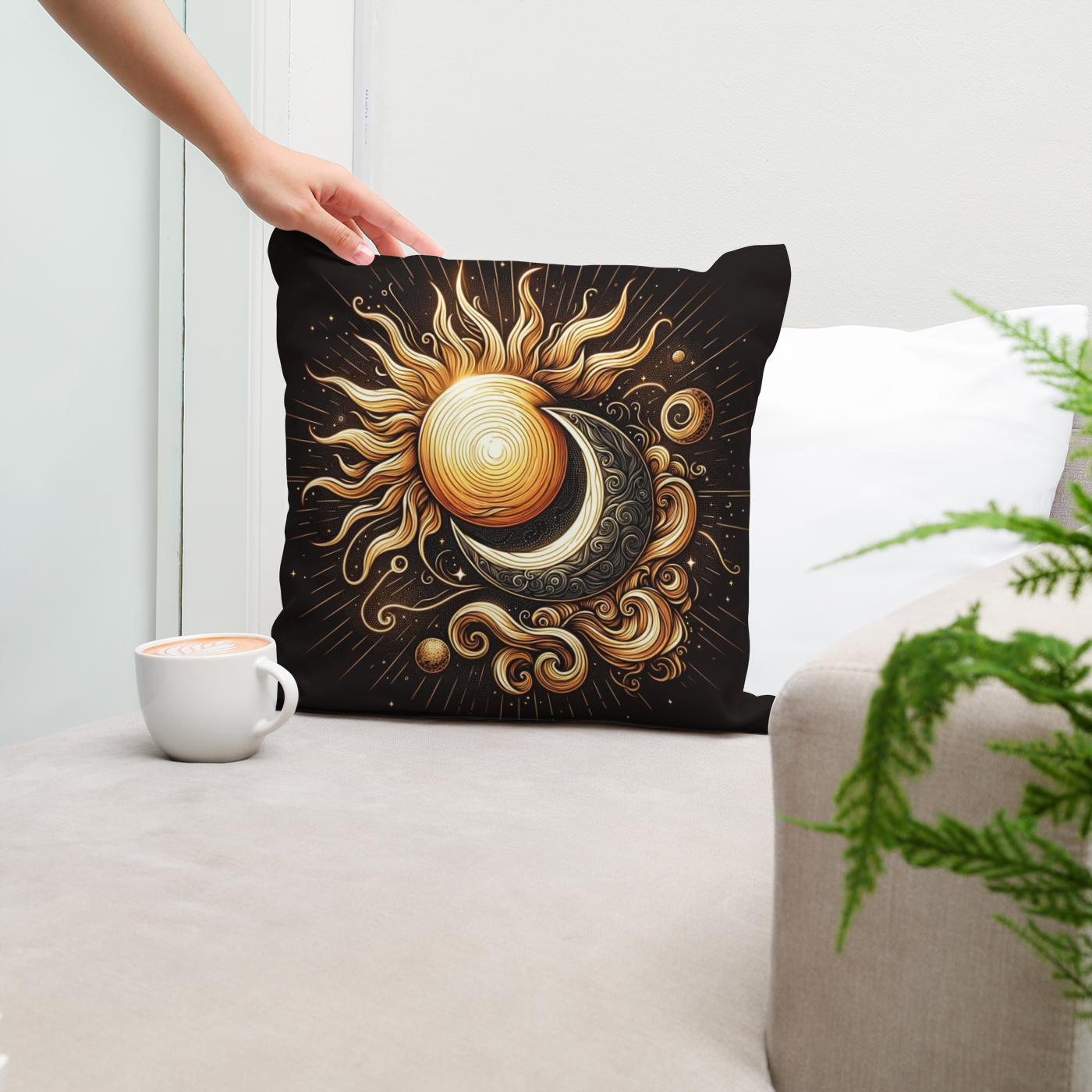 Golden Celestial Harmony Cotton Cushion