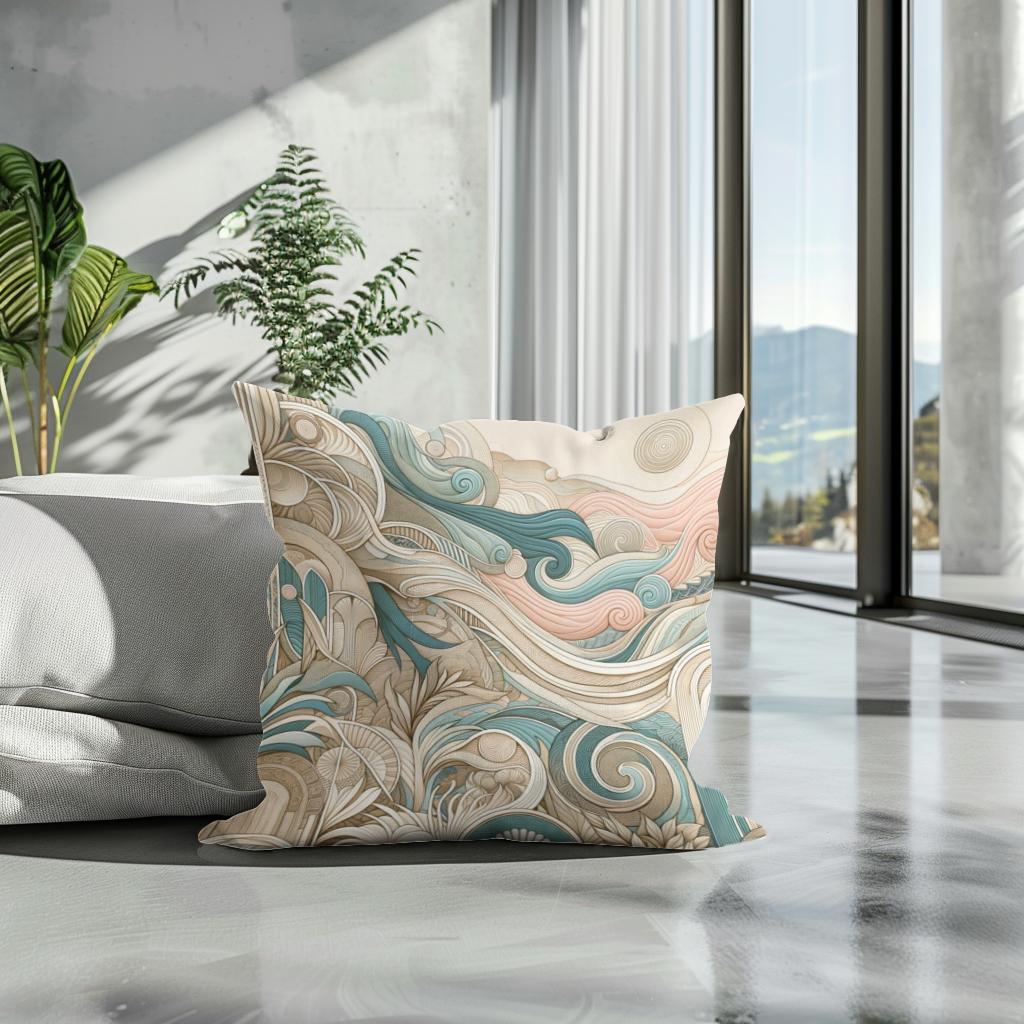 Seascape Whispers Mural Cotton Cushion