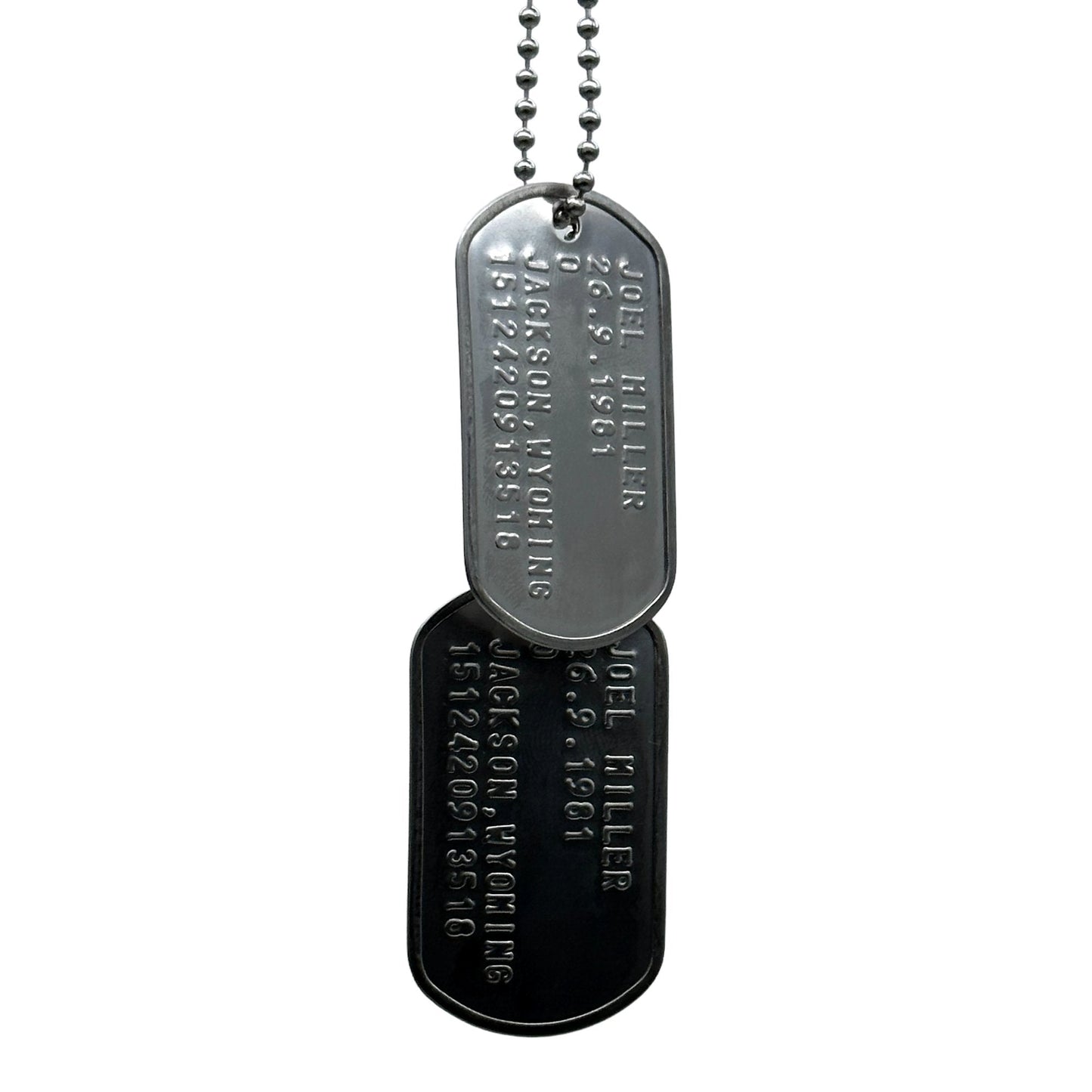 'OLD TIMER' Military Dog Tags - Cosplay Costume Prop Replica - Stainless Steel Chains Included