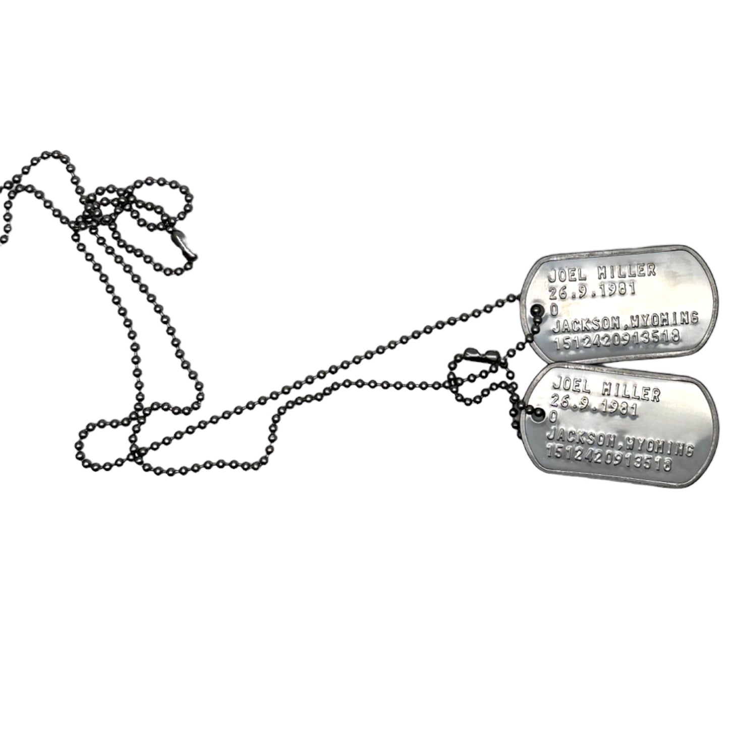 'OLD TIMER' Military Dog Tags - Cosplay Costume Prop Replica - Stainless Steel Chains Included