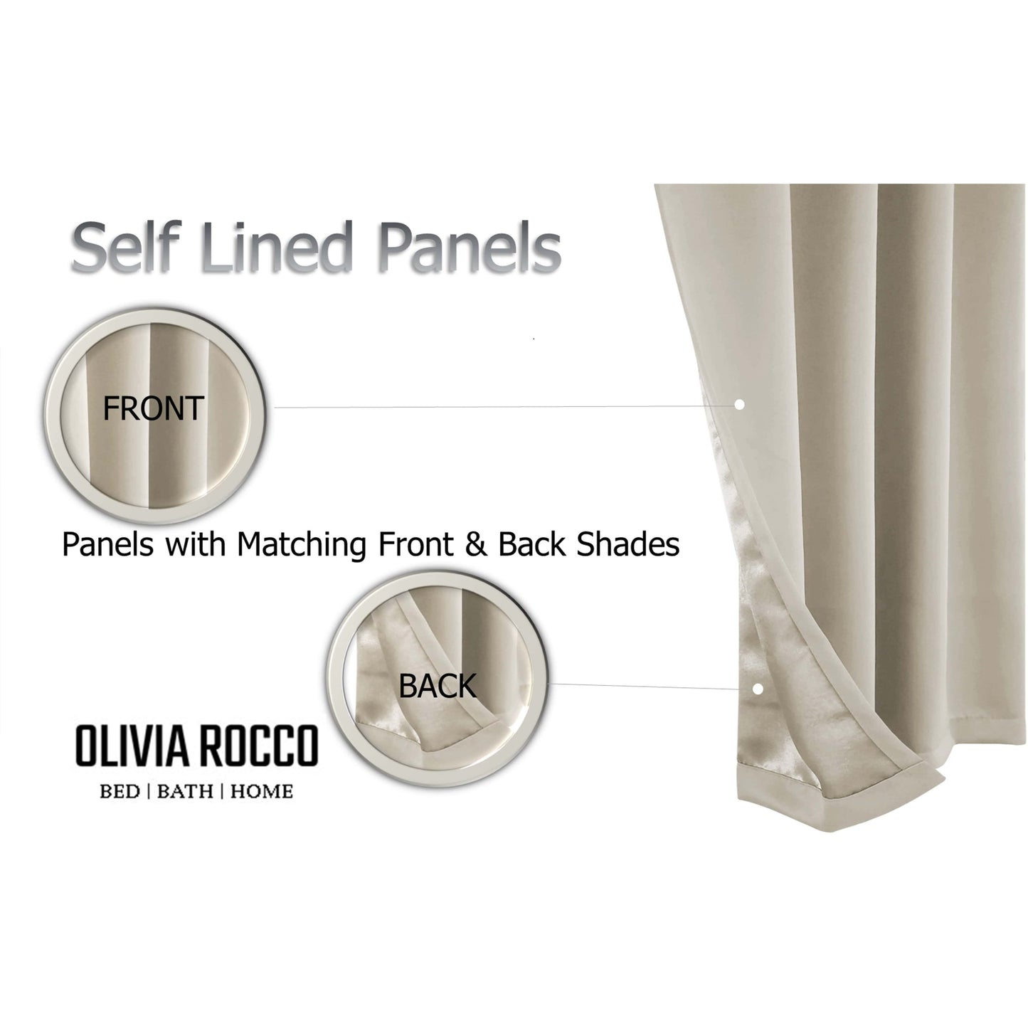 Blackout Natural Eyelet Curtains Thermal Ring Top Window Treatment for Living Room & Bedroom by OLIVIA ROCCO