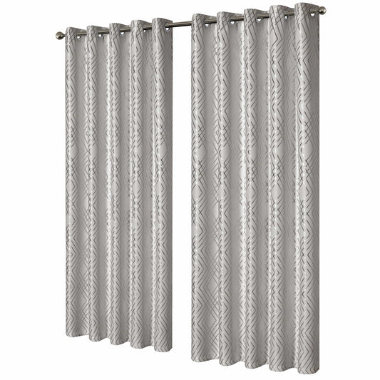 Geometric Natural Sparkle Blackout Curtains Soft Thermal Insulated Eyelet Ring Top Living Room & Bedroom Drapes by OLIVIA ROCCO