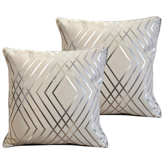 OLIVIA ROCCO Geo Sparkle Cushion Covers 2 Pack Natural For Sofa Bed Chair Lounge