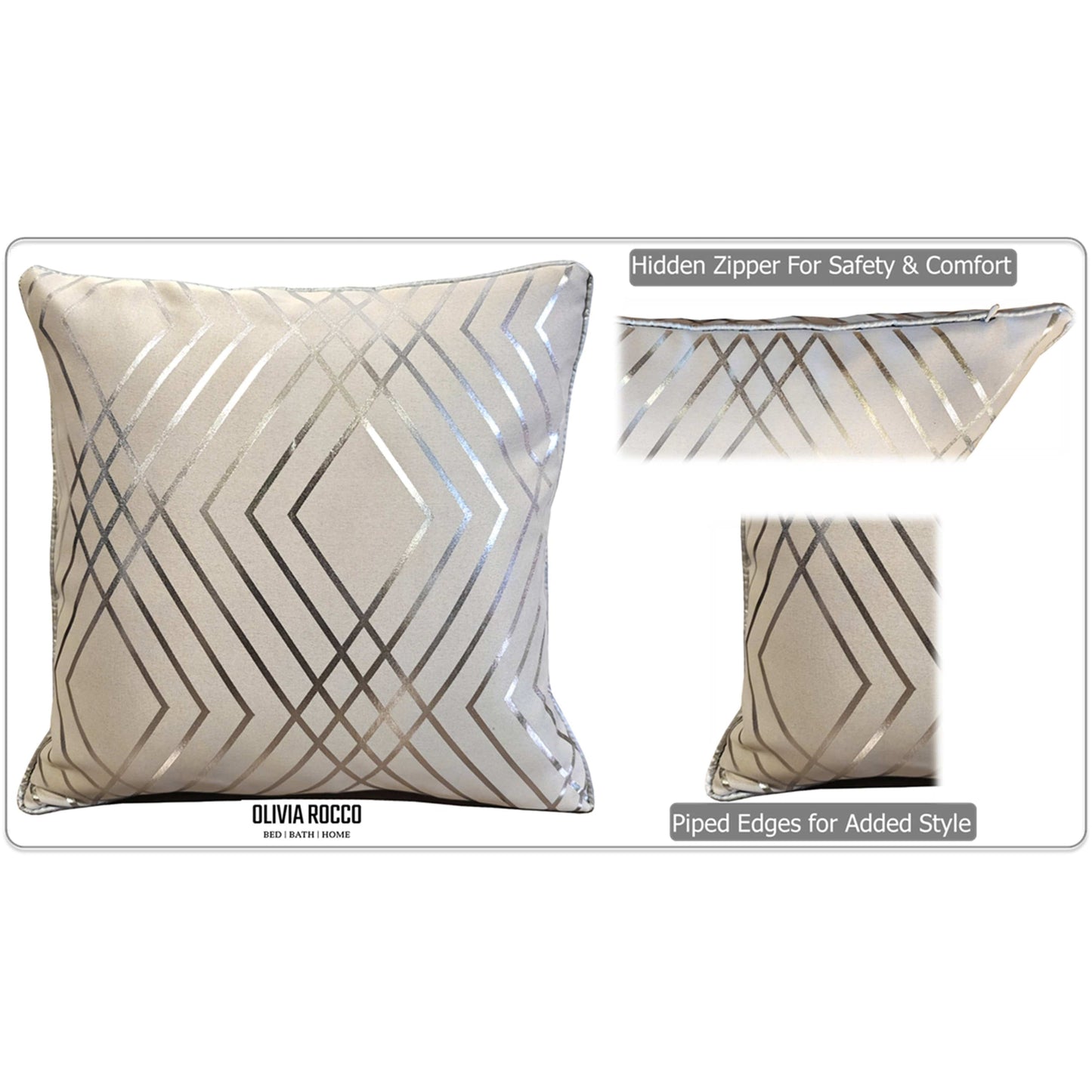 OLIVIA ROCCO Geo Sparkle Cushion Covers 2 Pack Natural For Sofa Bed Chair Lounge