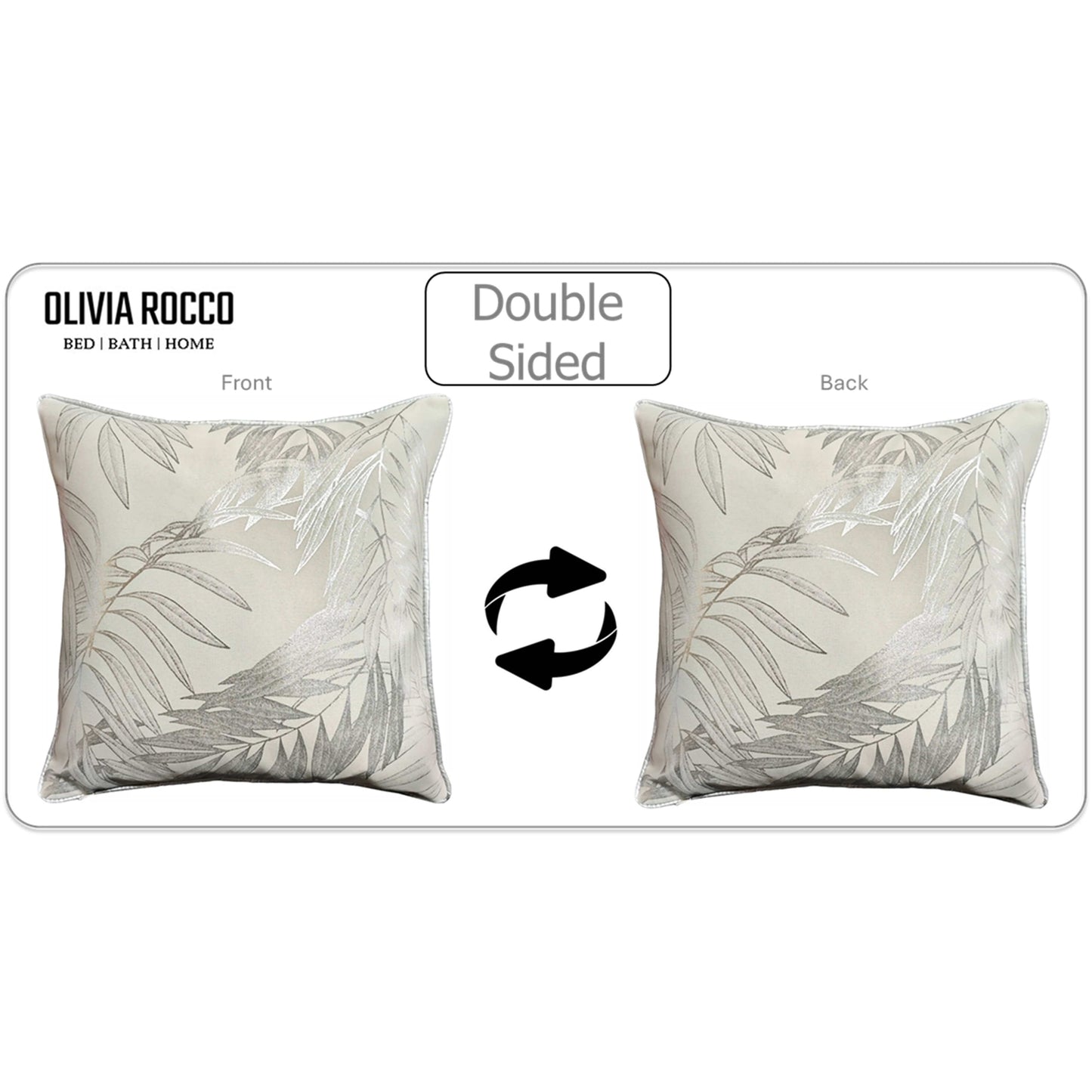 OLIVIA ROCCO Leaf Sparkle Cushion Covers 2 Pack Leaf Natural Modern Decorative Throw