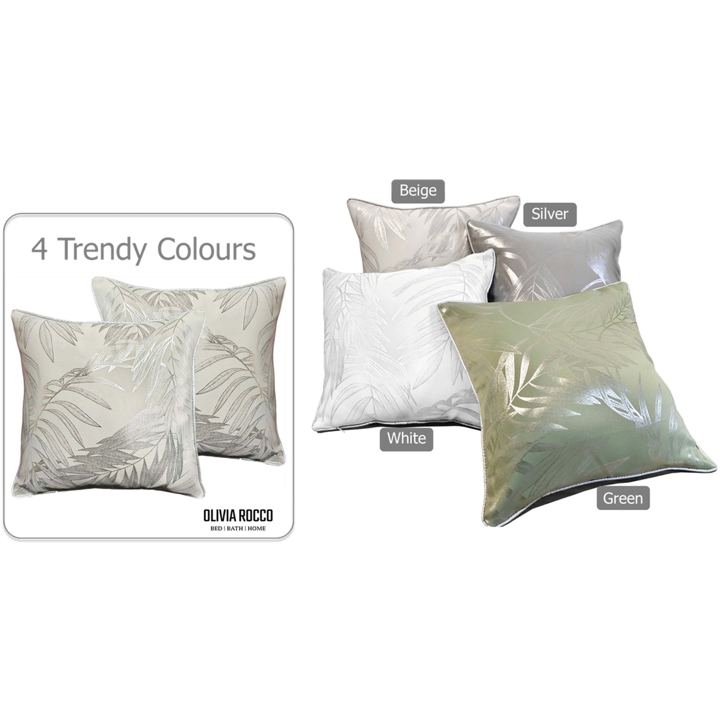OLIVIA ROCCO Leaf Sparkle Cushion Covers 2 Pack Leaf Natural Modern Decorative Throw