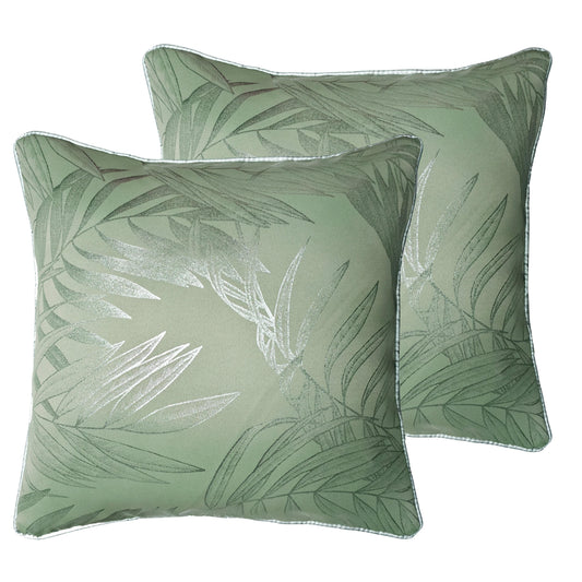 OLIVIA ROCCO Leaf Sparkle 2 Pack Cushion Covers Leaf Sage Green Modern Decorative Throw