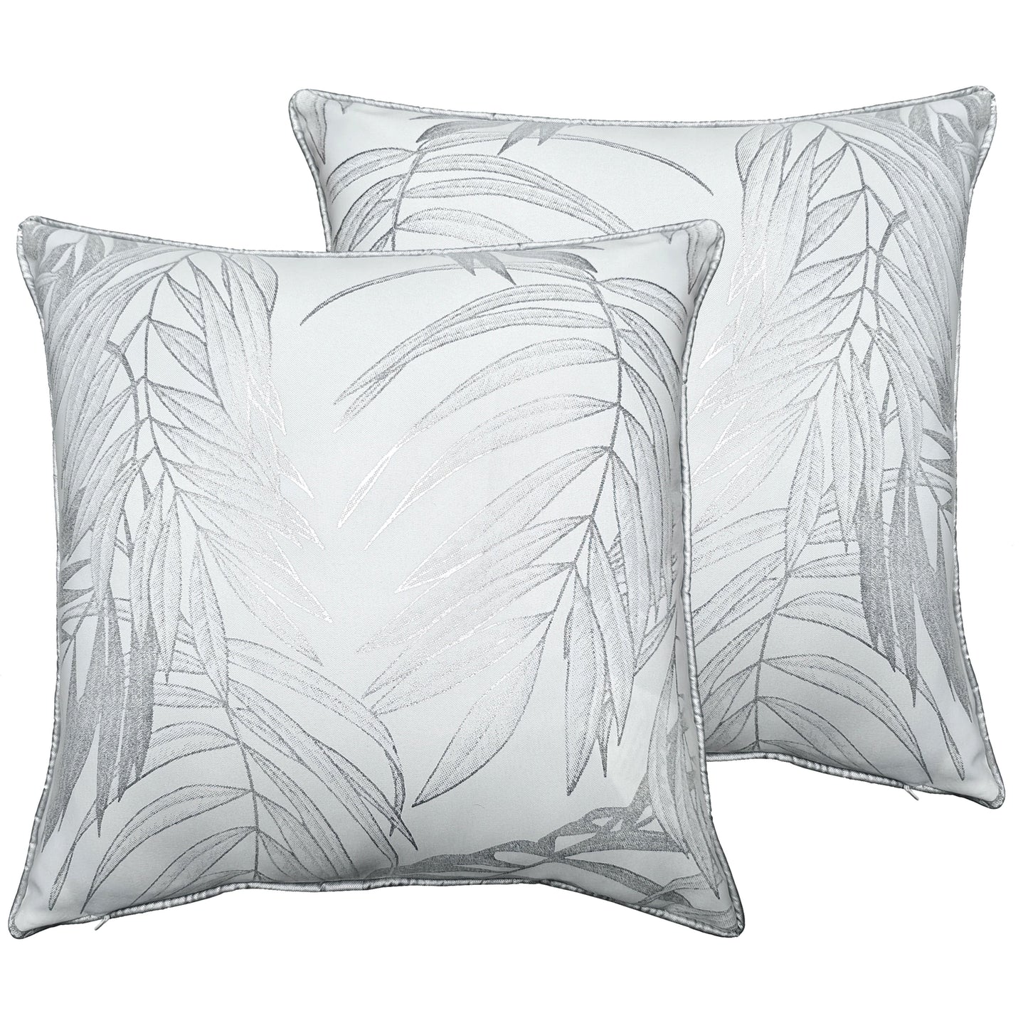 OLIVIA ROCCO Leaf Sparkle Set Of 2 Cushion Covers Leaf White Modern Decorative Throw