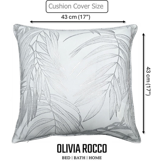 OLIVIA ROCCO Leaf Sparkle Set Of 2 Cushion Covers Leaf White Modern Decorative Throw